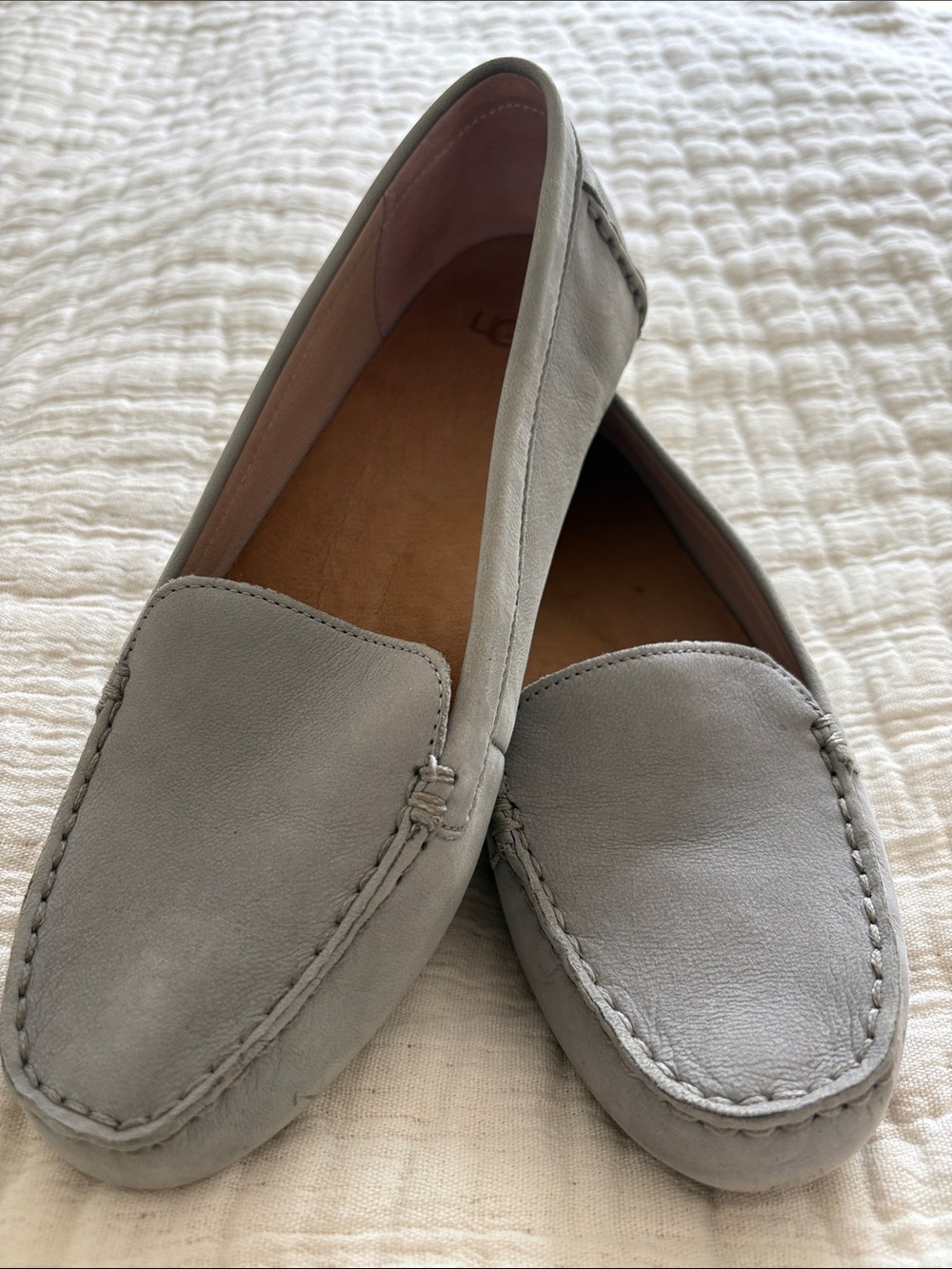 UGG Grey Driving Mocs Leather Slip-On Loafers